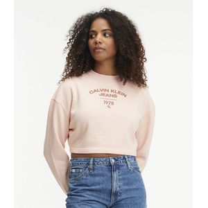Calvin Klein Jeans Varsity Logo Sweatshirt Beige XS Vrouw