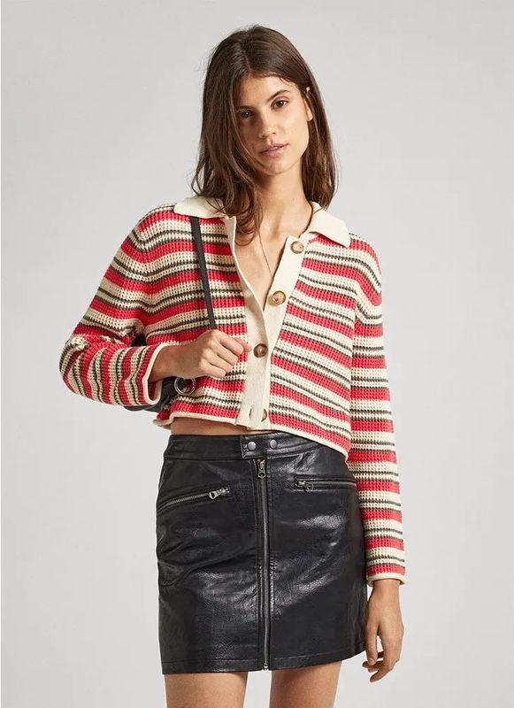 Pepe Jeansvoor vrouwen. PL702107 Vest Gala rood (L), Casual, Katoen, Lange mouwen, Duurzaam