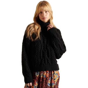 Superdry Vintage High Neck Cable Knit Zwart XS Vrouw