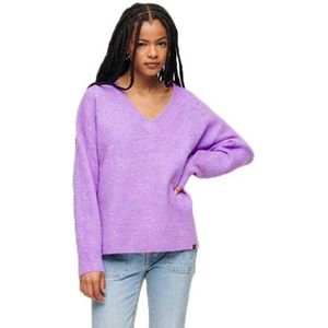 Superdry Oversized V Neck Sweater Paars 2XS Vrouw