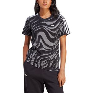 Adidas Originals Abstract Allover Animal Print Short Sleeve T-shirt Grijs S Vrouw