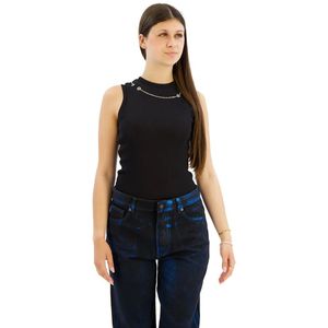 HUGO - Delanive - Sweatshirt - Zwart - Slim Fit, Ronde Hals, Mouwloos, 97% Polyester, 3% Elastaan