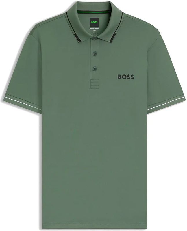 BOSSvoor mannen. 50506203 Paul Pro groen poloshirt (XL), Casual, Katoen, Korte mouwen