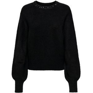 Only Avi Embellish O Neck Sweater Zwart L Vrouw