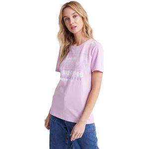 Superdry Label Outline Short Sleeve T-shirt Paars M Vrouw
