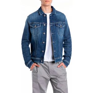 Replay - Denim Jas met Knoopsluiting - Donkerblauw - Heren