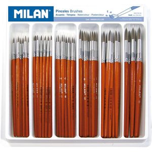 Milan Tray Of 120 Round School Paintbrushes Series 101 Bruin