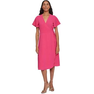 Vila Loe Short Sleeve Wrap Midi Dress Roze 40 Vrouw