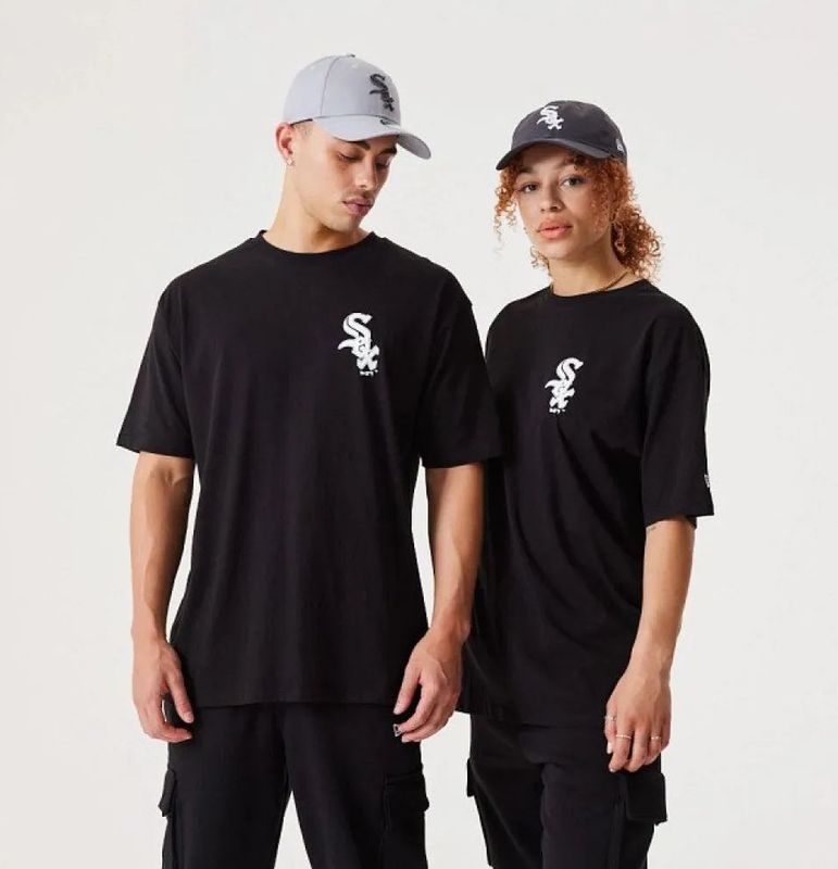 New Era - Chicago White Sox - T-shirt - Zwart - Korte Mouwen - 100% Katoen