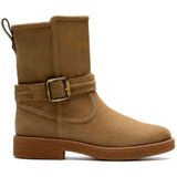 Clarks - Nella Mid - Leren Laarzen - Beige - Plat - Ritssluiting
