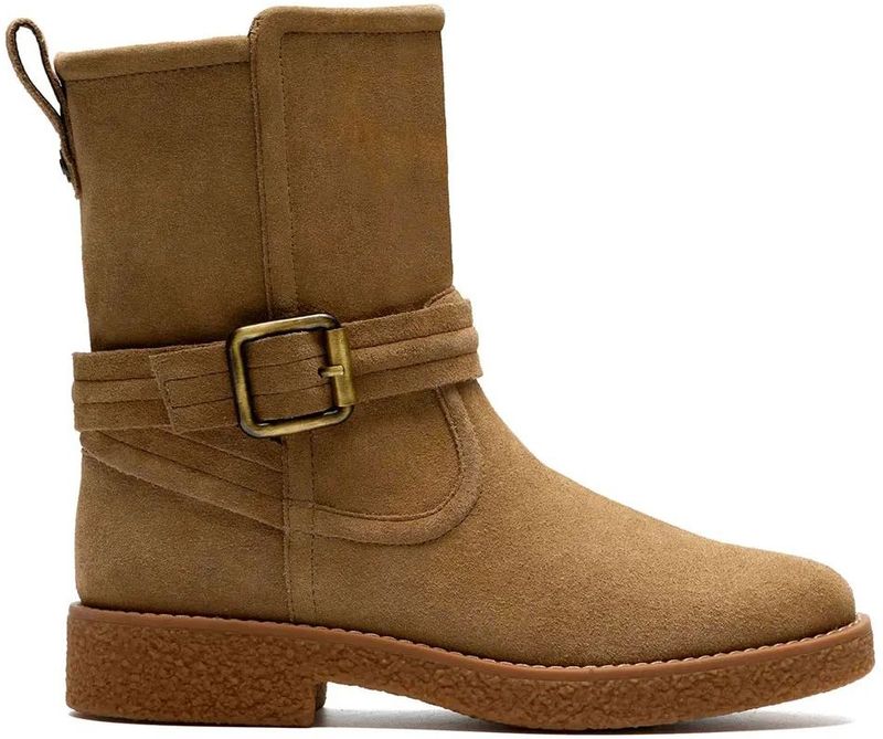 Clarks - Nella Mid - Leren Laarzen - Beige - Plat - Ritssluiting