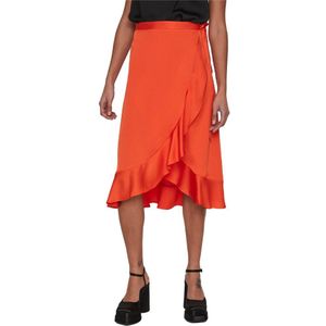 Vila Ellette Wrap High Waist Midi Skirt Oranje 36 Vrouw
