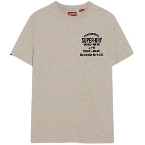 Superdry Workwear Flock Graphic Short Sleeve T-shirt Beige 2XL Man