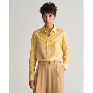 Gant Reg Magnolia Print Long Sleeve Shirt Geel 40 Vrouw
