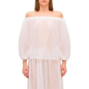 Sundek Cotton Voile With Boat Neckline Blouse Met Lange Mouwen