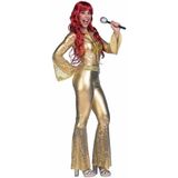 Mom Volwassen Ladies Gold Disco Jumpsuit Kostuum