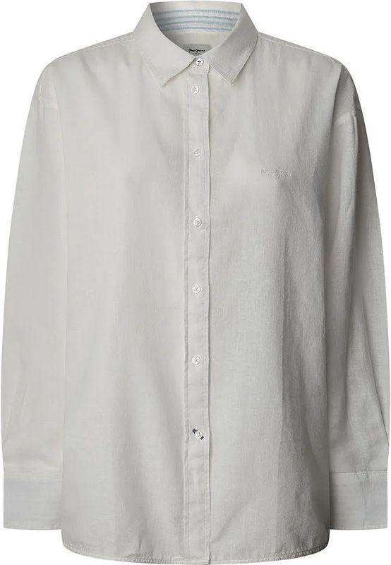 Pepe Jeansvoor vrouwen. PL304993 Chipper oranje overhemd (M), Casual, Vlas, Lange mouwen