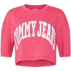 Tommy Jeans Oversized Crop College 1 Short Sleeve T-shirt Roze XS Vrouw