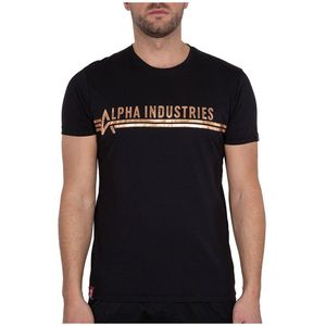 Alpha Industries Industries Foil Print Short Sleeve T-shirt Zwart M Man