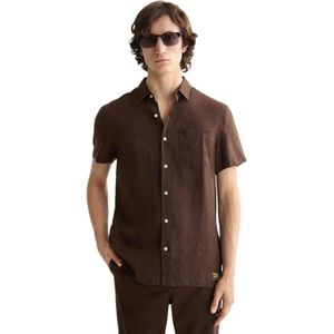 Scotch & Soda Regular Fit Linen Overhemd Met Korte Mouwen