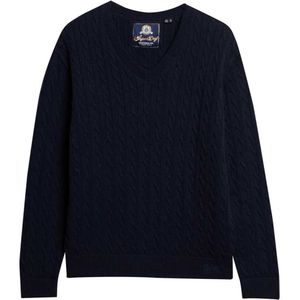 Superdry Oversized V Cable V Neck Sweater Blauw S-M Vrouw