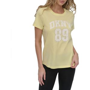 Dkny Arched 89 Distressed Rhinestone Logo T-shirt Met Korte Mouwen