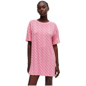 Hugo Unite Printed Pyjama Dress Short Sleeve Roze L Vrouw