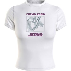 Calvin Klein Jeans Hyper Real Y2k Fitted Short Sleeve T-shirt Wit M Vrouw