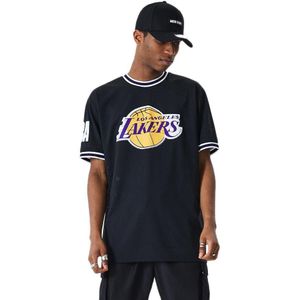 New Era Nba Oversized Applique Los Angeles Lakers Short Sleeve T-shirt Zwart S Man