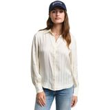Gantvoor vrouwen. 4300425 Satijnen gestreept overhemd Regular Fit wit ecru (34), Casual, Viscose, Lange mouwen