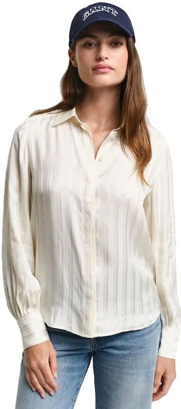 Gantvoor vrouwen. 4300425 Satijnen gestreept overhemd Regular Fit wit ecru (34), Casual, Viscose, Lange mouwen