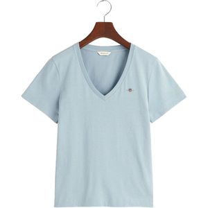 Gant Reg Shield Short Sleeve V Neck T-shirt Blauw S Vrouw