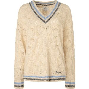 Pepe Jeans Eve V Neck Sweater Beige L Vrouw