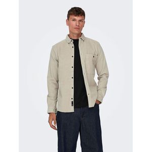 Only & Sons Newterry Reg Cord Long Sleeve Shirt Beige XS Man