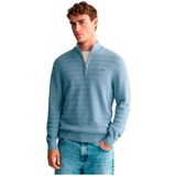 Gantvoor mannen. 8030199 Gestreepte trui met marinestructuur (S), Casual, Katoen, Lange mouwen, Marineblauw