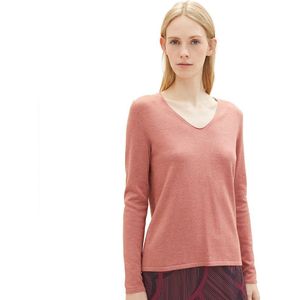 Tom Tailor V-neckline With Front Logo Coin Sweater Oranje XS Vrouw
