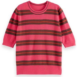 Trui - Pointelle Relaxed Pullover - Korte Mouwen - 60% Katoen 40% Acryl