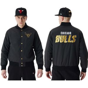 New Era Nba Script Bp Chicago Bulls Bomber Jacket Zwart XL Man