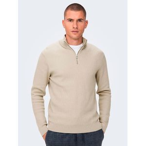 Only & Sons Phil Regular 12 Half Zip Sweater Beige M Man