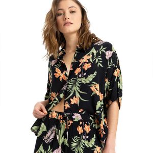 Roxy Beach Nostalgia Crinkle Overhemd Met Korte Mouwen