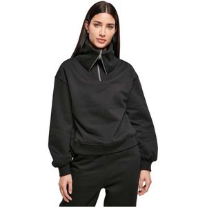 Urban Classics Oversized High Neck Half Zip Sweatshirt Zwart 5XL Vrouw