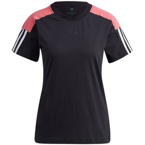 Adidas Essentials Logo Colorblock Short Sleeve T-shirt Zwart S Vrouw