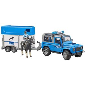 Bruder 2588 Land Rover Defender Politievoertui - Paardentraile - Paard + Politieagent