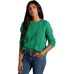 Superdry Dropped Shoulder Cable Crew Sweater Groen L Vrouw