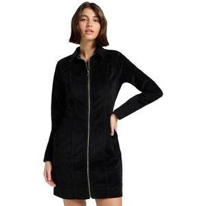 Lee - Zip Front Jurk - Zwart - A-lijn