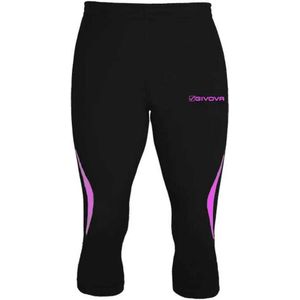 Givova - Legging 3/4 - Technische Stof - Zwart - Met Reflecterend Logo
