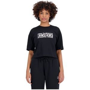 New Balance Essentials Americana Jersey Boxy Short Sleeve T-shirt Zwart L Vrouw