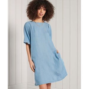 Superdry Tencel Short Dress Blauw S Vrouw