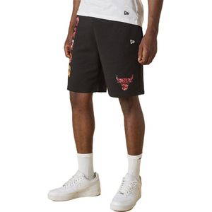 New Era Nba Team Col Wordmark Print Chicago Bulls Sweat Shorts Zwart XS Man