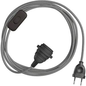 Creative Cables Snakebis Zig-zag E14 Lampenkap-bedrading Met Lamphouder. Zigzag-stofkabel En 2-polige Stekker 3 M